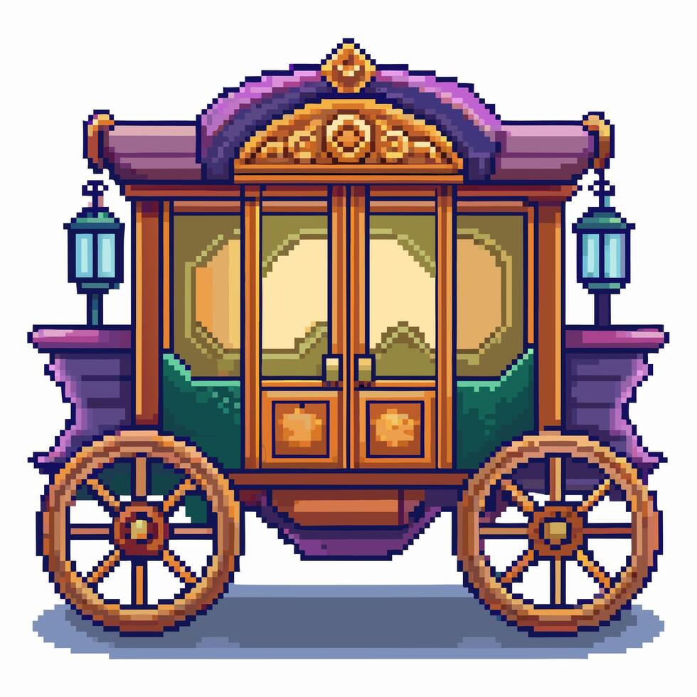 Pixel Art Vintage Carriage Illustration 8 Bit Royal Transportation for Retro Design vector