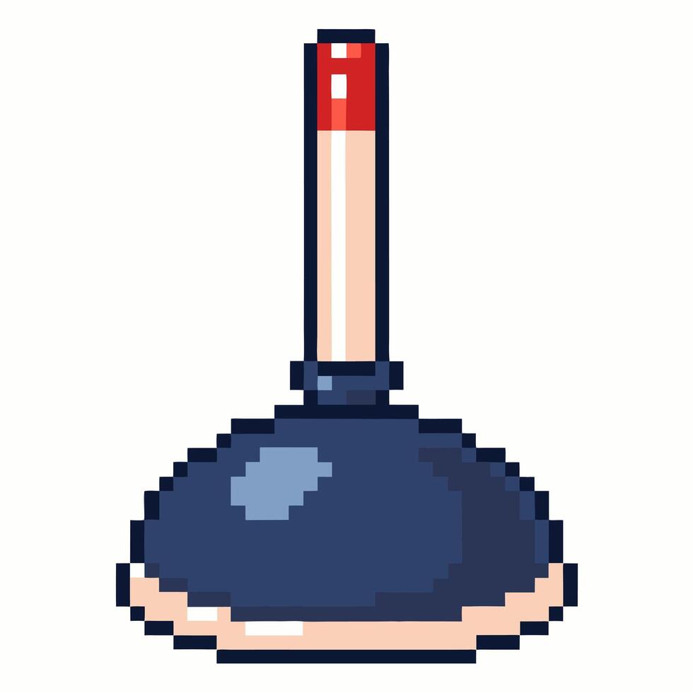 Pixel Art Plunger Illustration Retro Style Home Tool Icon for Digital Design vector