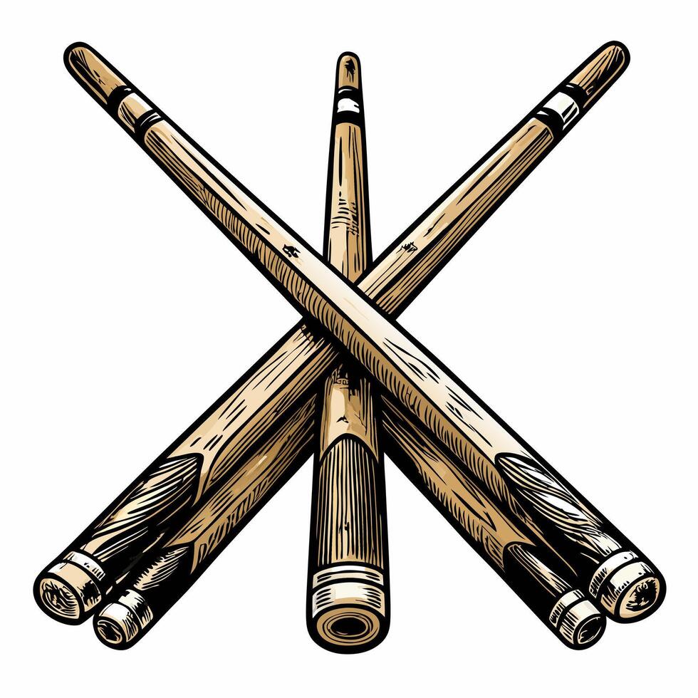 Vintage Billiard Cues Crossed in Retro Style Illustration vector