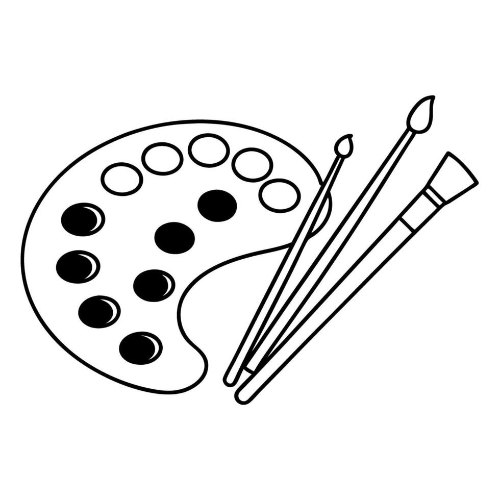 artist palette and brushes creativity tools for painting and artistic expression in monochrome design vector