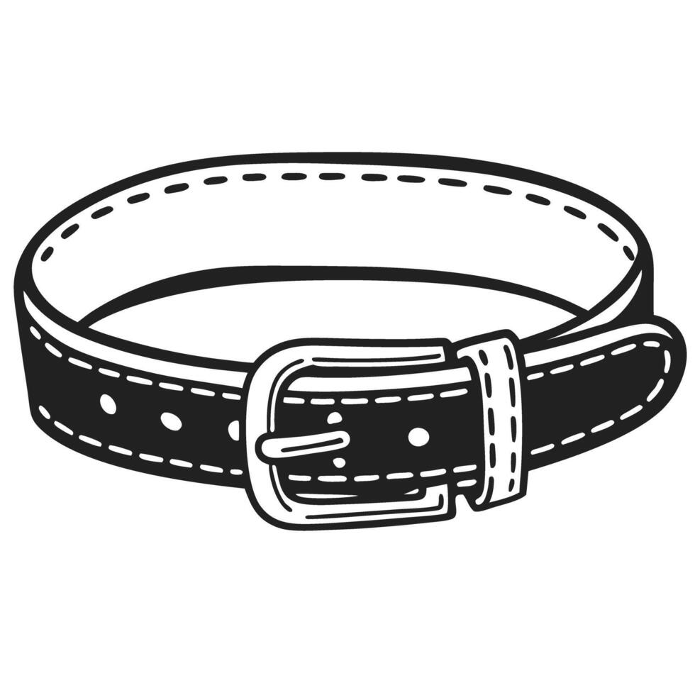Simple black leather dog collar with buckle design on white background vector