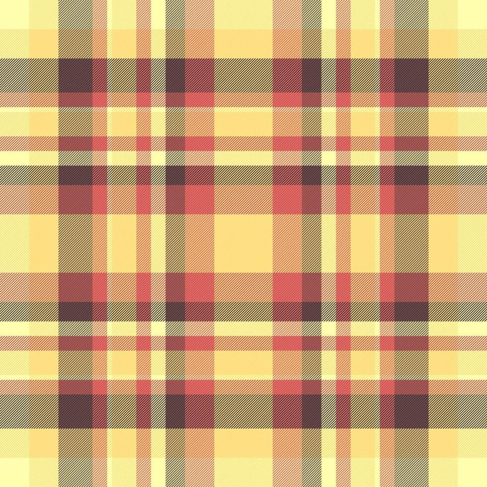 Warmth texture textile background, mexico plaid fabric. Arabic pattern seamless check tartan in yellow and red colors. vector