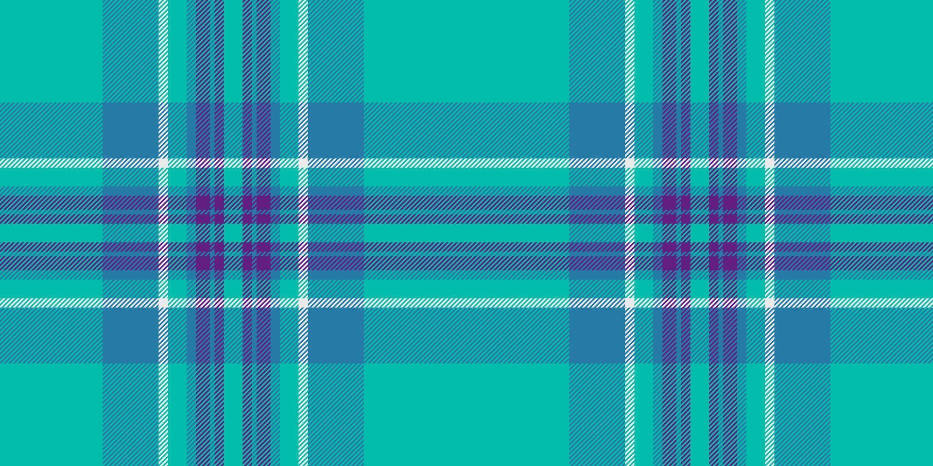 Vibrant teal and purple plaid pattern. Perfect for textile design, website backgrounds, or fashion projects. This seamless texture evokes a sense of modern sophistication and timeless style. vector