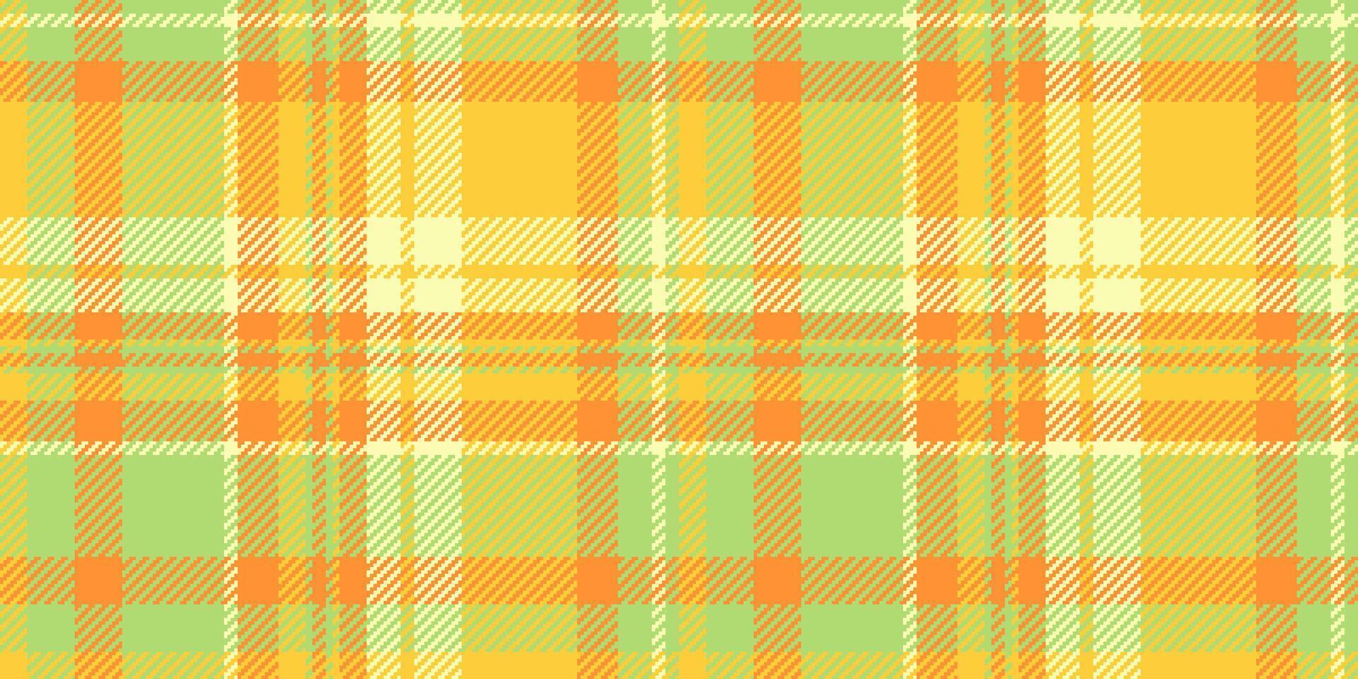 Vibrant yellow, orange, and green plaid pattern. Perfect for textile design, website backgrounds, or any project needing a cheerful, summery feel. vector