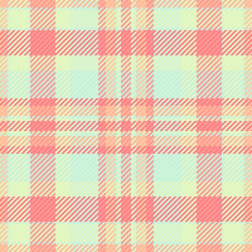 Pastel pink, peach, and mint green plaid pattern. Perfect for textile design, fashion, branding, or website backgrounds. Soft, subtle, and versatile design evokes feelings of calmness and spring. vector