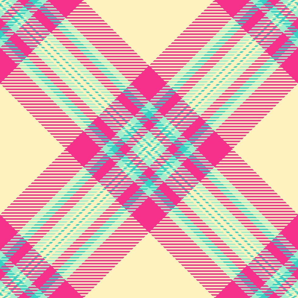 Yard tartan plaid fabric, professional pattern background . Pixel check textile seamless texture in light and pink colors. vector