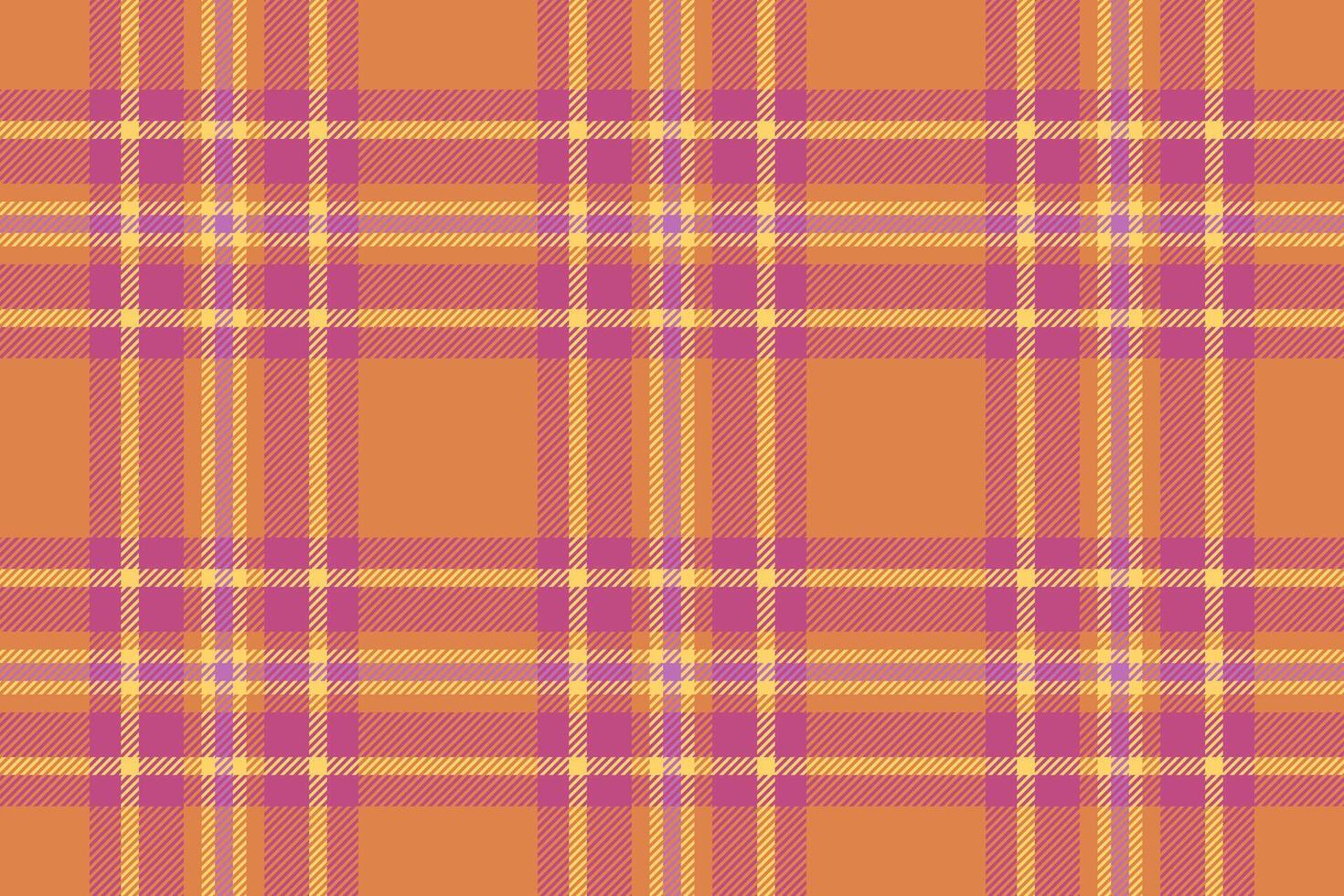 Overlay background check plaid, english texture seamless. Short tartan fabric pattern textile in orange and pink colors. vector