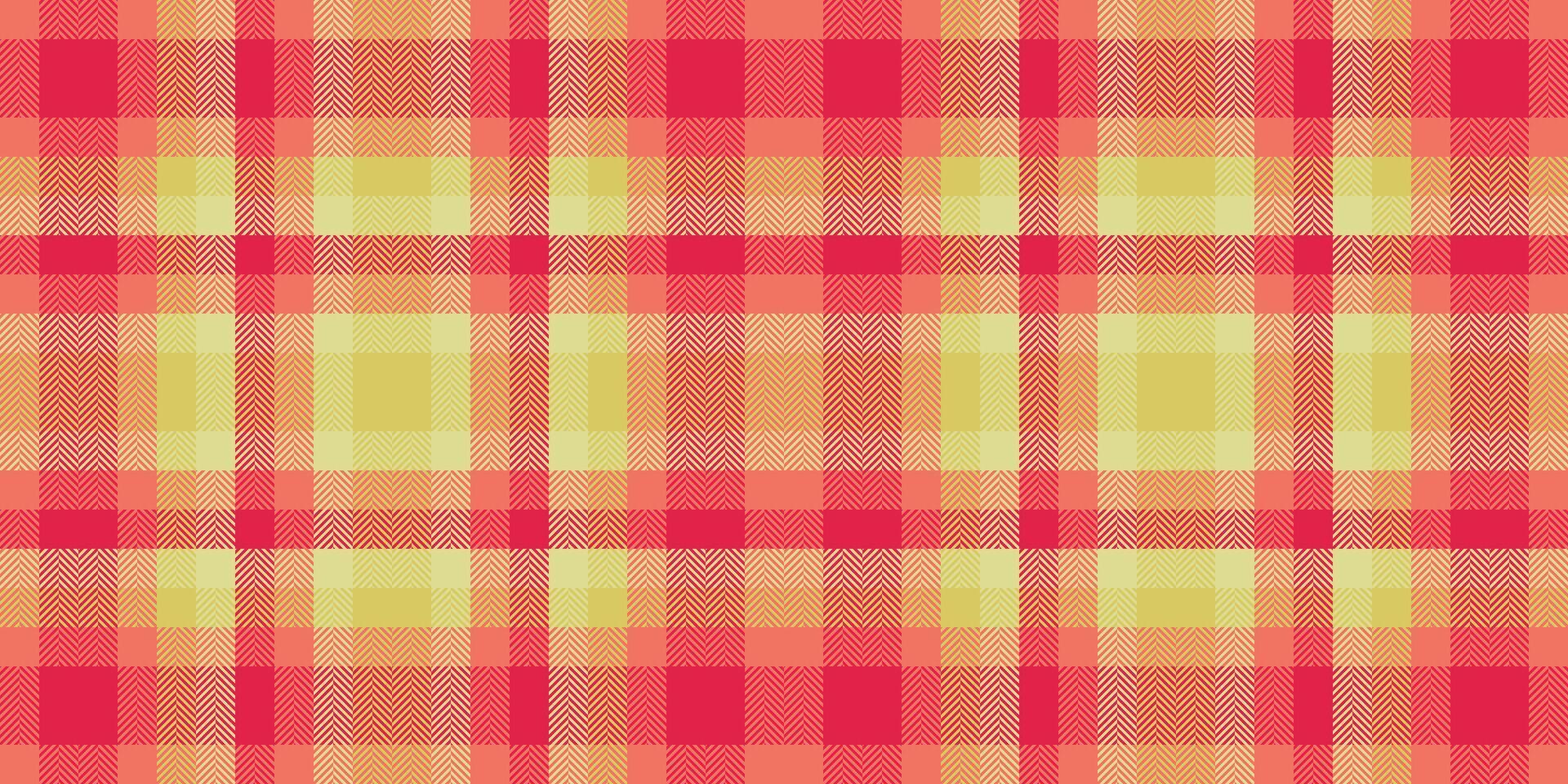 Platform fabric plaid pattern, romantic seamless check. Tracery background textile texture tartan in red and yellow colors. vector