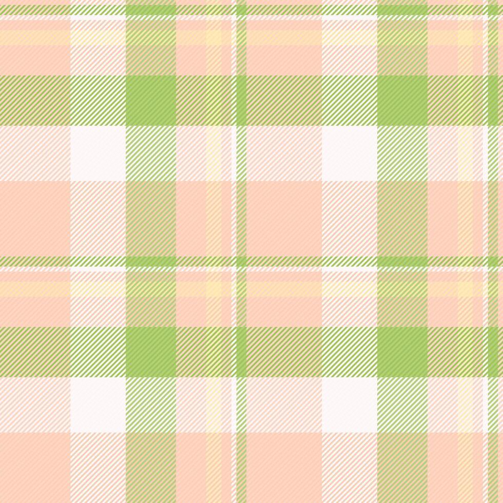 Pastel peach and lime green plaid pattern. A soft, springlike texture ideal for textile design, apparel, or website backgrounds. vector