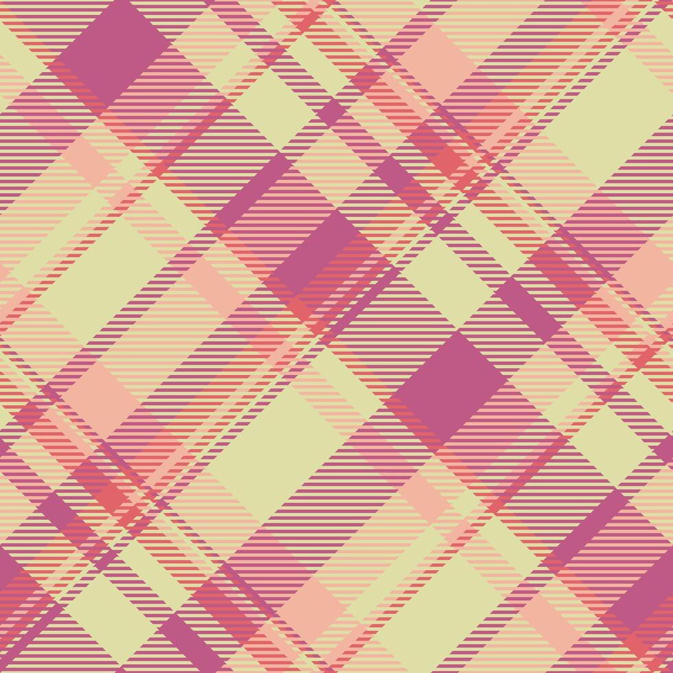 Elegant pastel plaid pattern in soft pinks, corals, and pale yellow. Ideal for textile design, fashion, or website backgrounds. vector