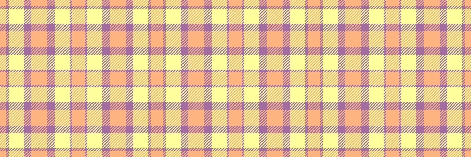 Empty texture textile fabric, handmade pattern background plaid. Paisley seamless check tartan in yellow and orange colors. vector