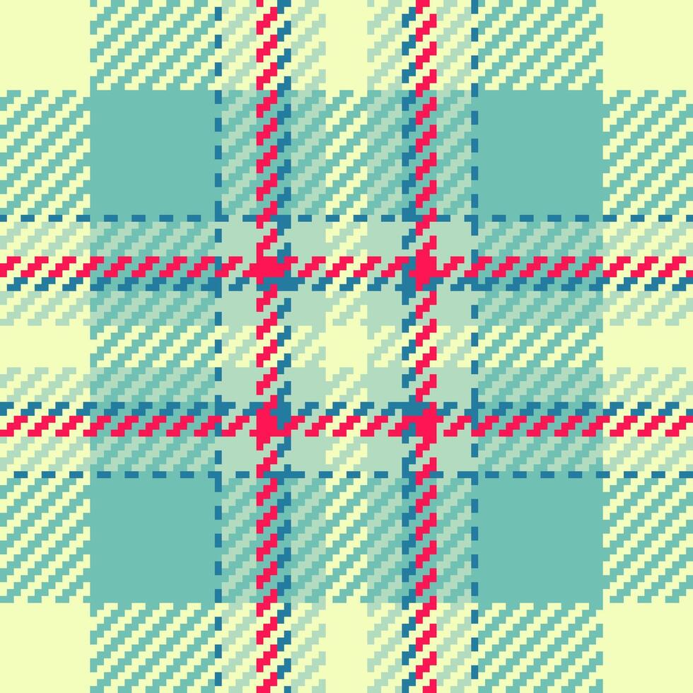 Vibrant pastel plaid pattern. Perfect for textile design, fashion, or website backgrounds. This cheerful, pixelated texture offers a modern take on classic woven fabric. vector