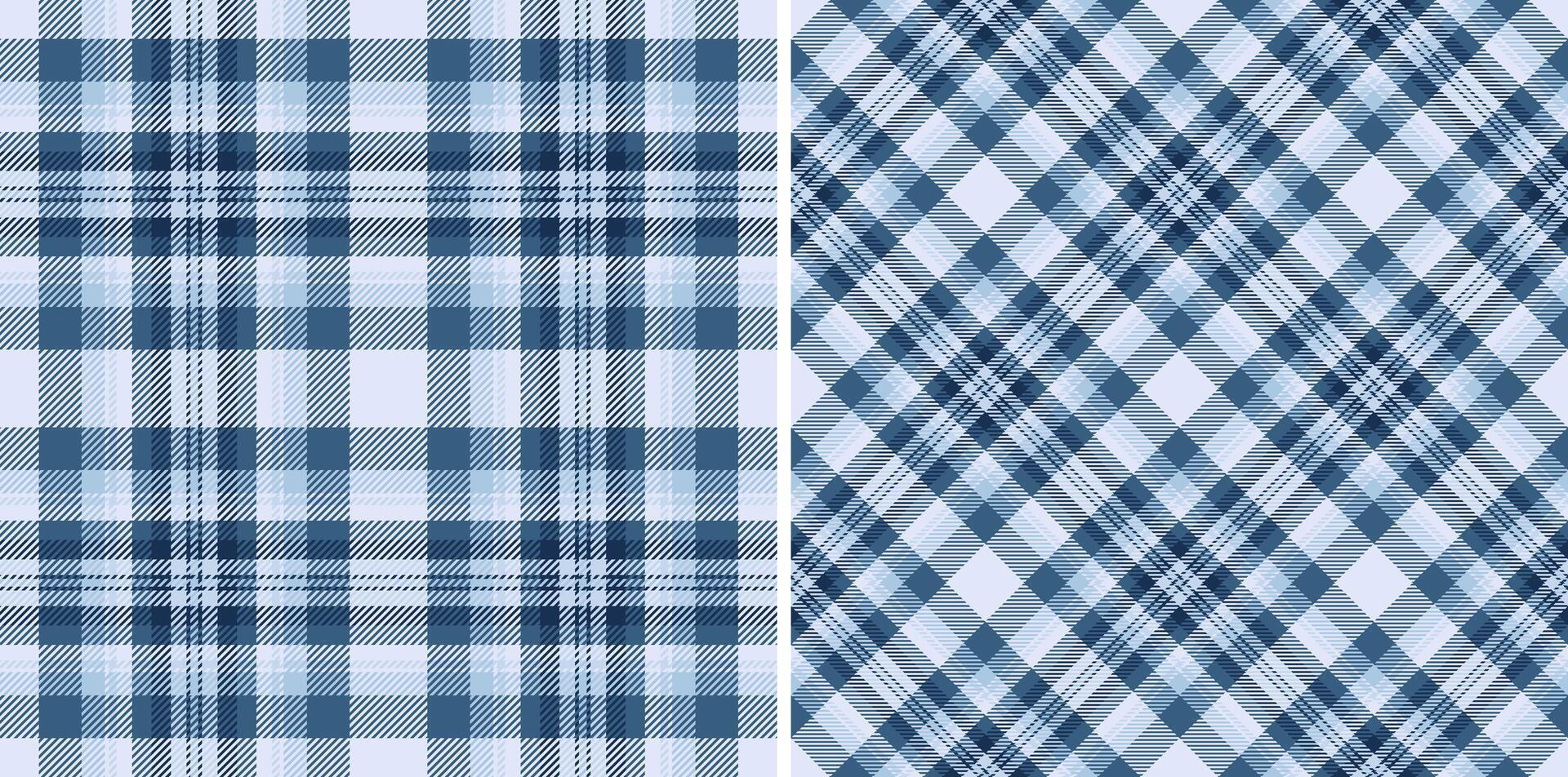 Two classic plaid patterns in cool blues and whites. Perfect for textile design, apparel, web backgrounds, or stationery. vector