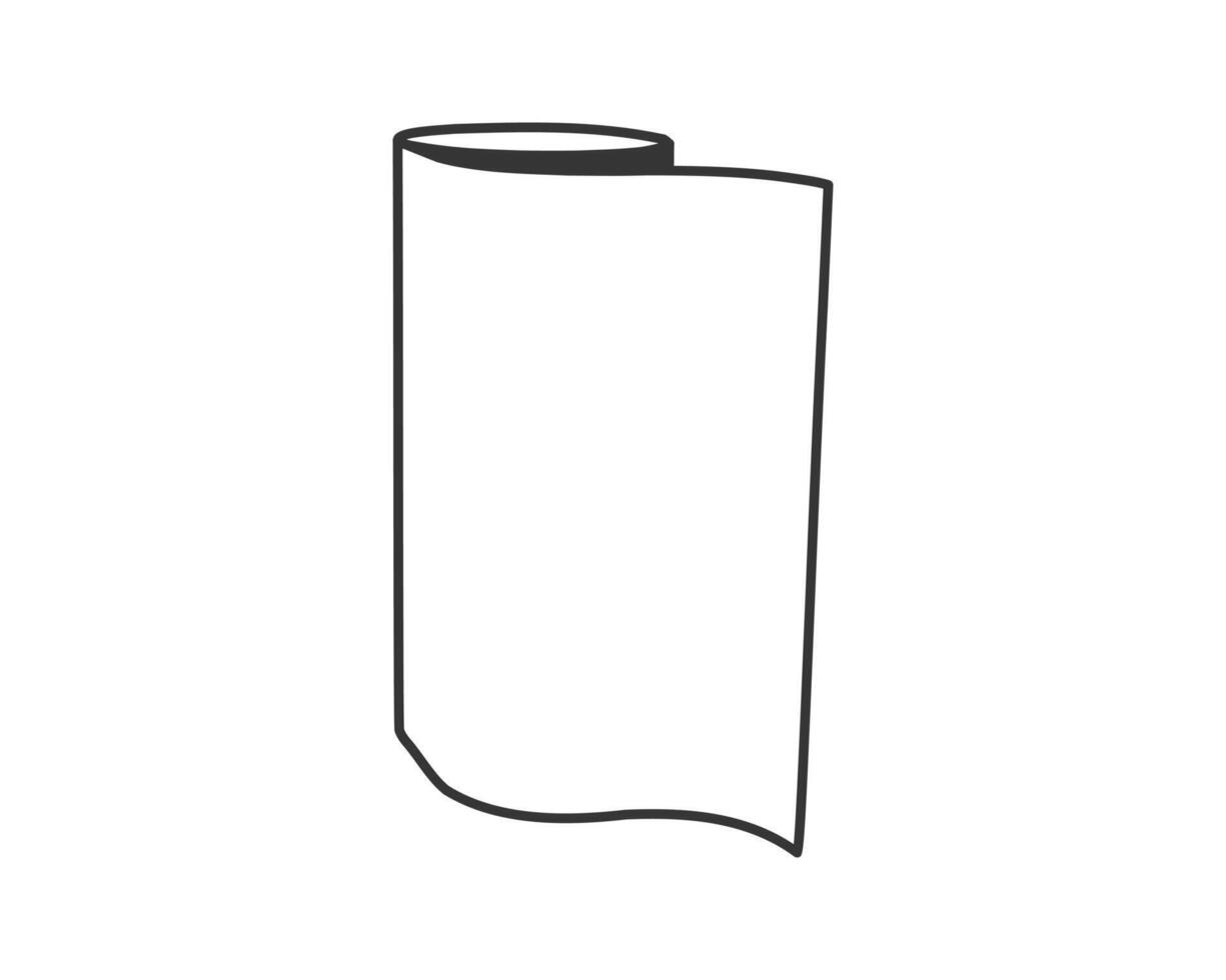 Simple line art illustration of a roll of paper, unfurling slightly. Perfect for concepts of beginnings, new ideas, fresh starts, or even cleanliness and organization. vector