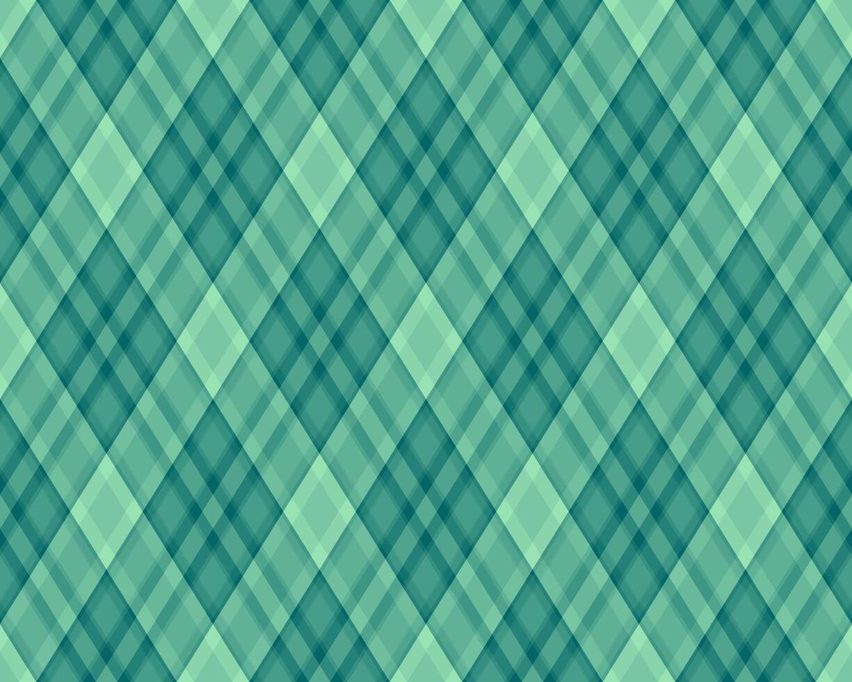 Abstract teal and green diagonal plaid pattern. Seamless geometric texture with subtle shading creates depth and visual interest. Ideal for website backgrounds, textile design, or modern branding. vector
