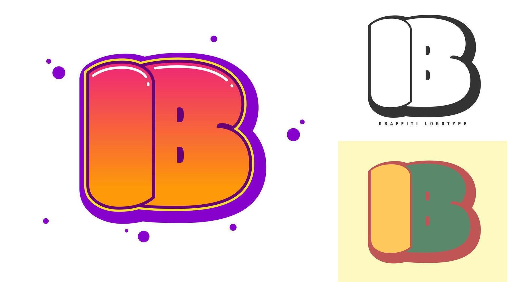 IB logo design for festival or party. Initial letter i and b in graffiti style. Creative modern lettering company name of font typography. Kids trendy logotype or identity. vector