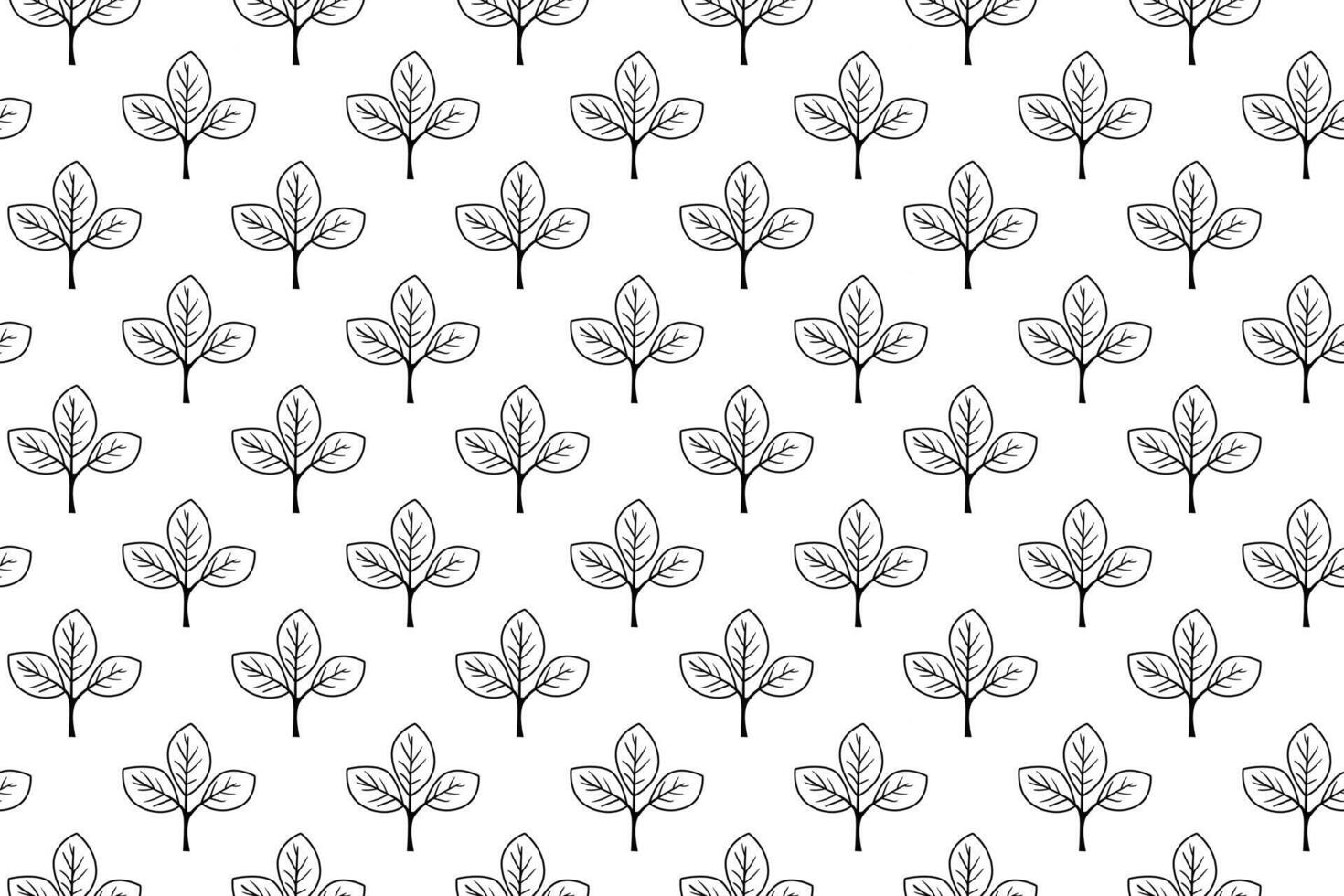 Elegant seamless pattern of simple black leaf illustrations on white background. Perfect for textile design, wallpaper, packaging, or website backgrounds. vector