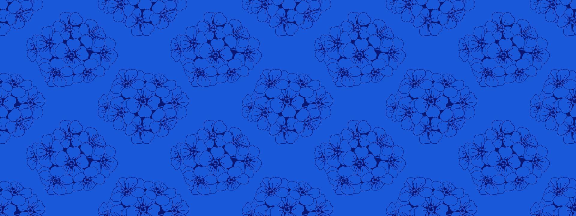 Elegant seamless pattern of delicate floral bouquets on a vibrant blue background. Perfect for textile prints, wallpapers, or website design. vector