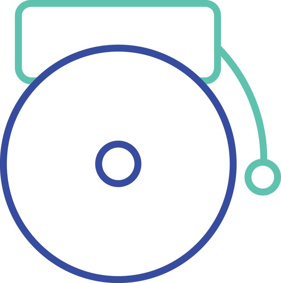 school bell outline dual color illustration icon design vector