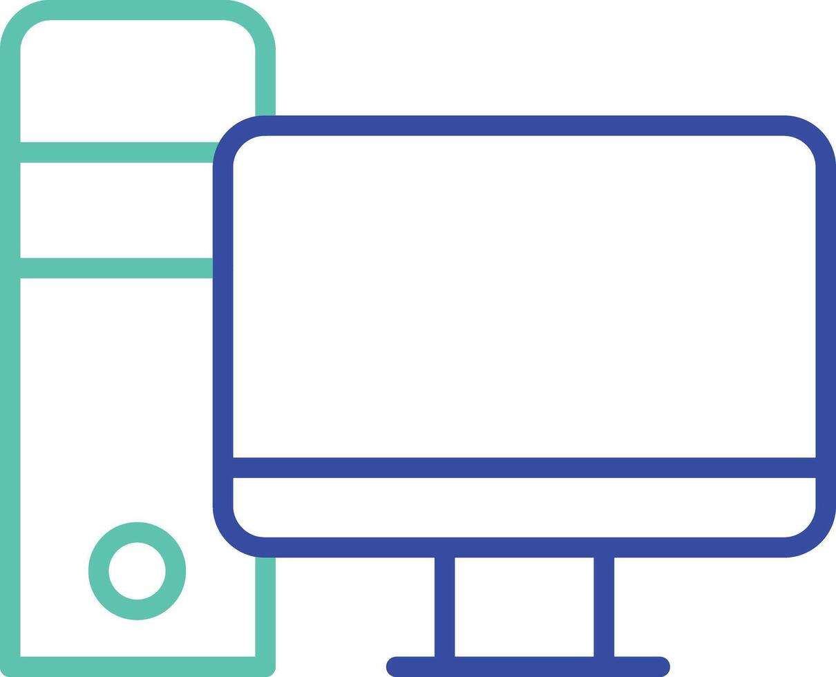 desktop outline dual color illustration icon design vector