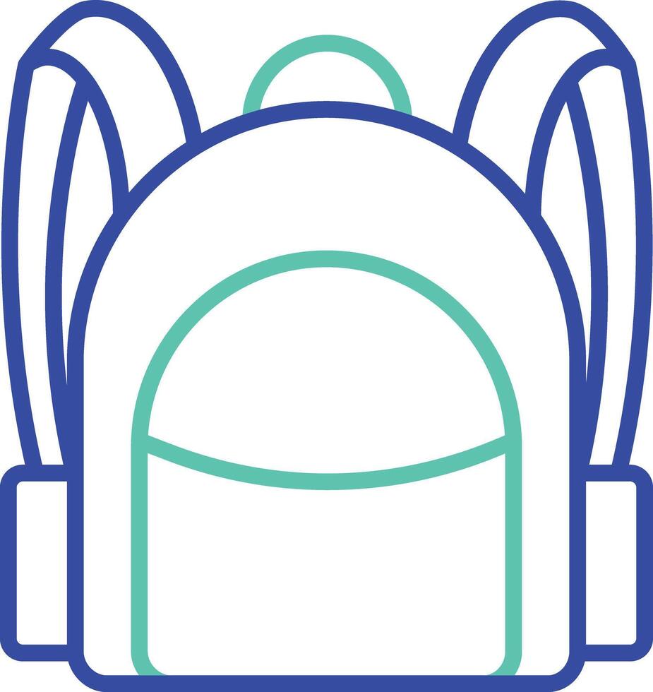 school bag outline dual color illustration icon design vector