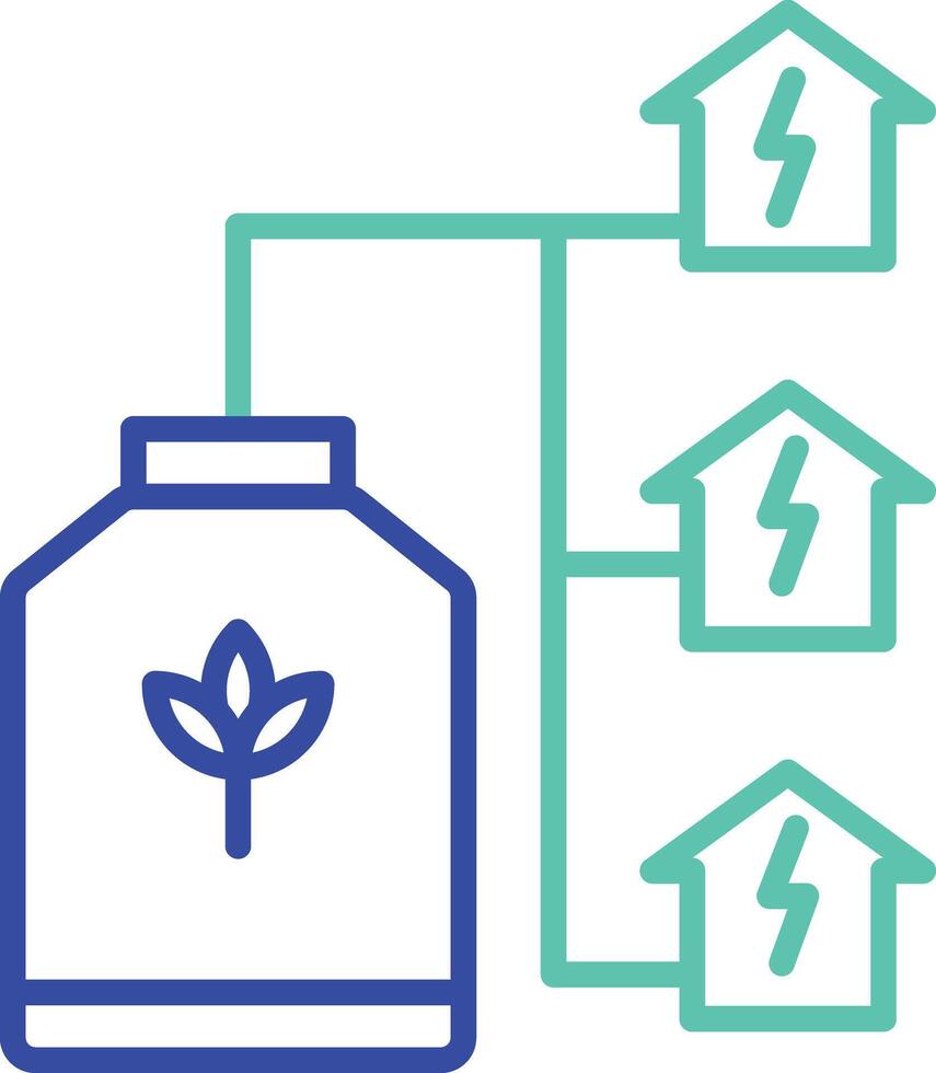 Bio Energy plug outline dual color illustration icon design vector