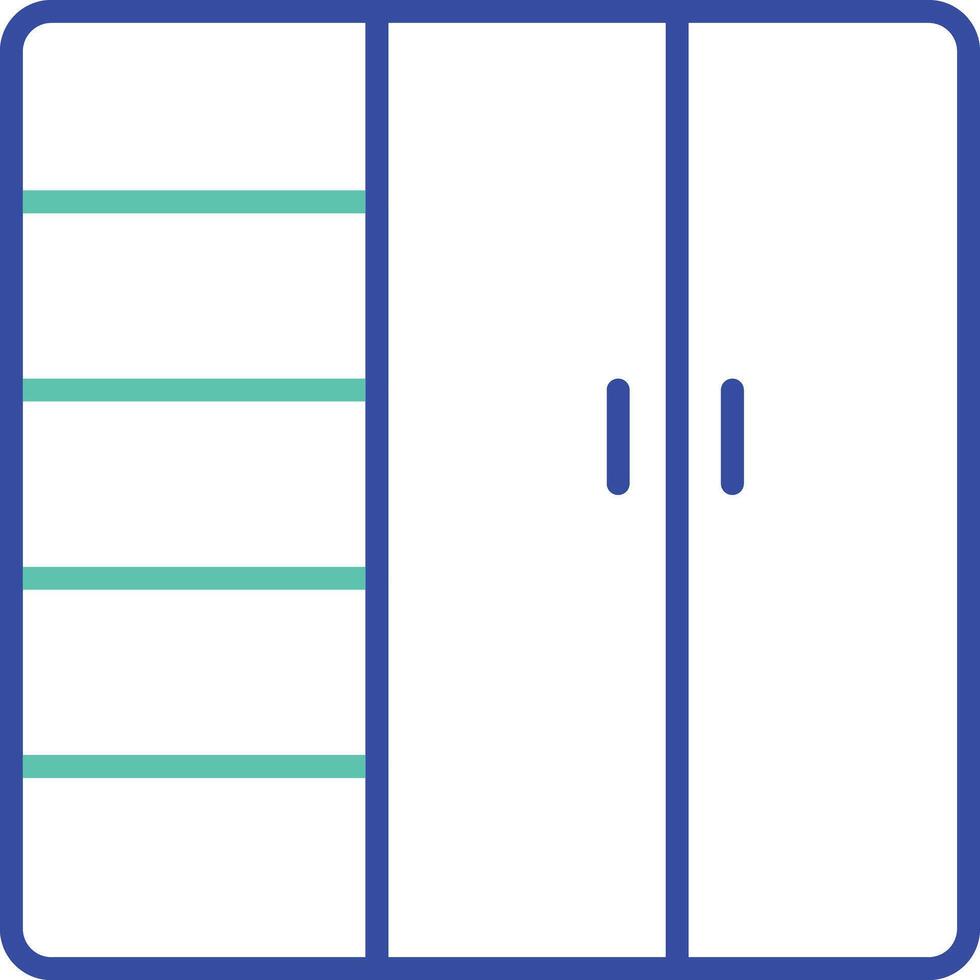Wardrobe Interior outline dual color illustration icon design vector