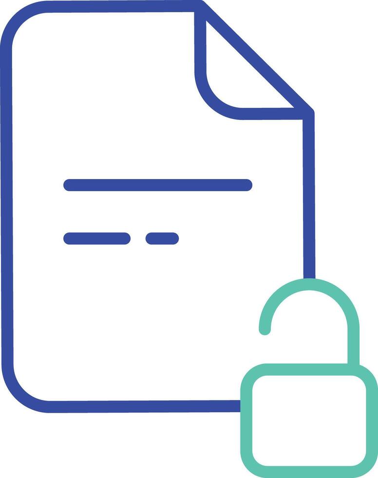 UnLock Documents outline dual color illustration icon design vector