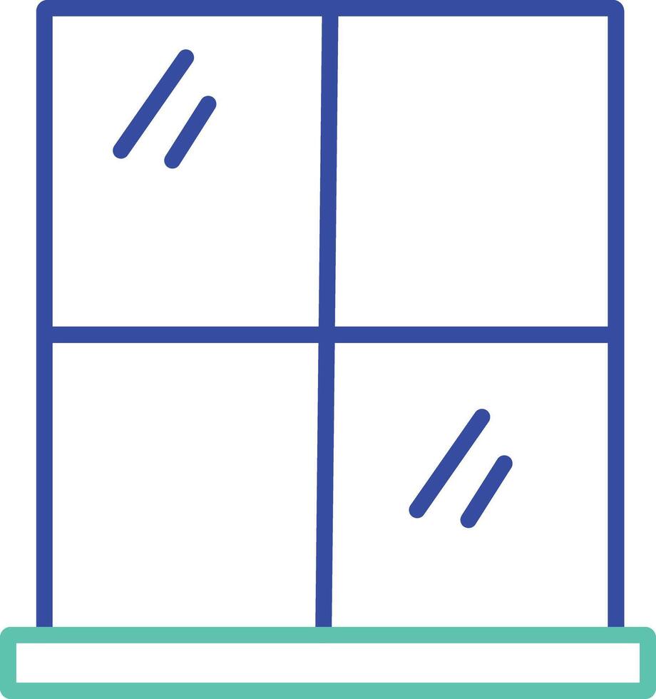 Window pane outline dual color illustration icon design vector