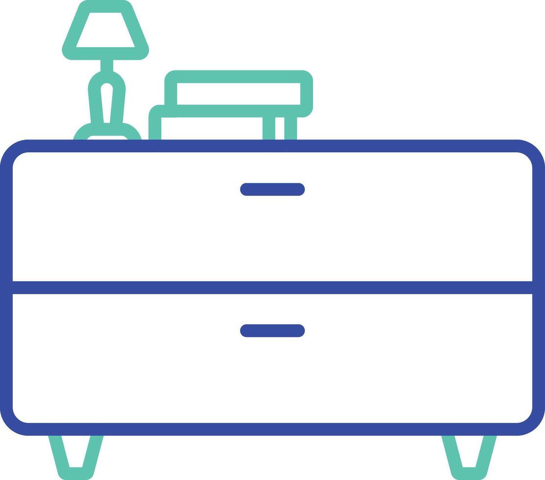 Study table storage outline dual color illustration icon design vector