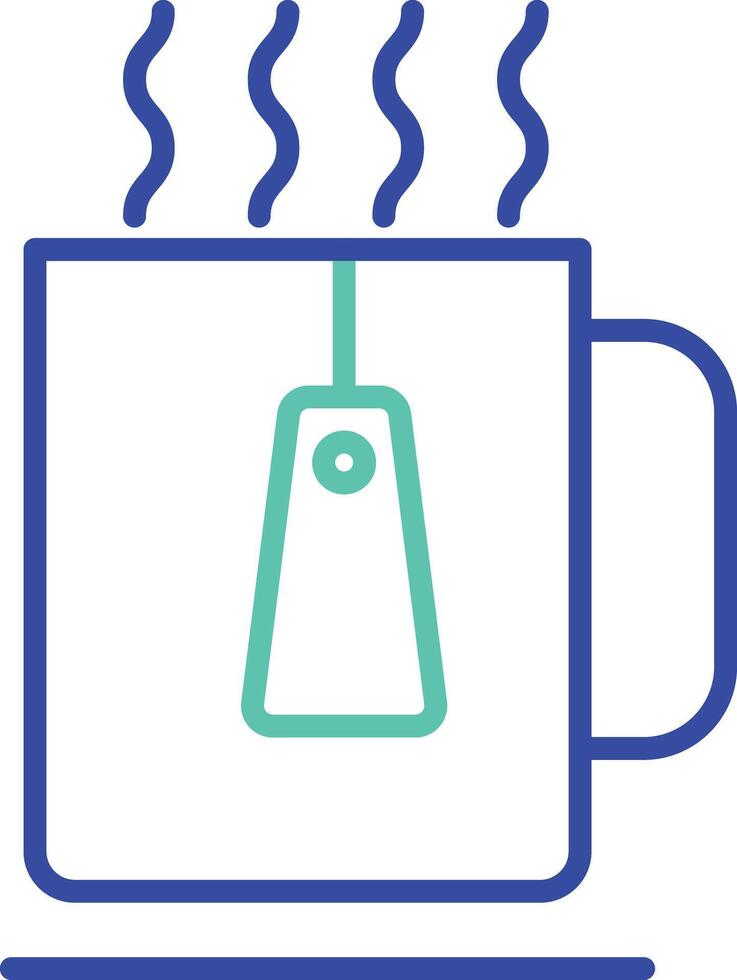Hot tea cup outline dual color illustration icon design vector