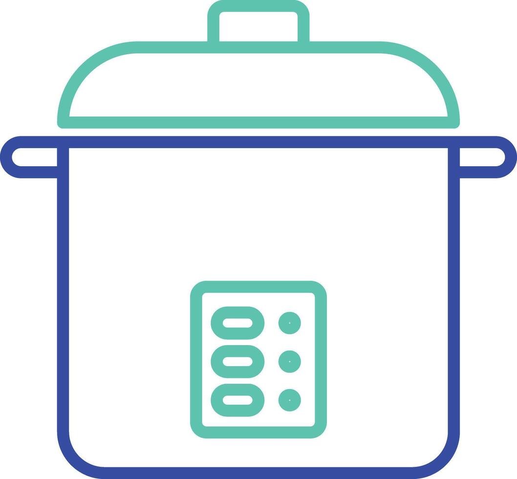 Rice Cooker outline dual color illustration icon design vector