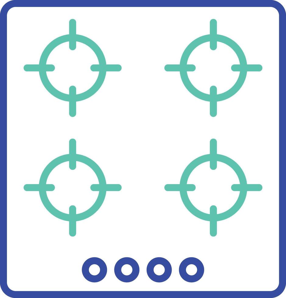 Gas Stove outline dual color illustration icon design vector