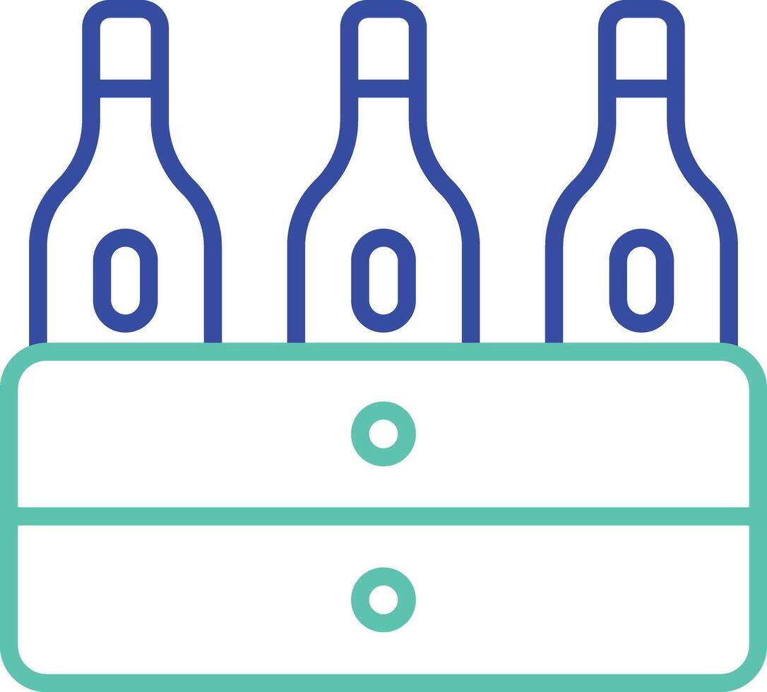 Wine Bottles box outline dual color illustration icon design vector