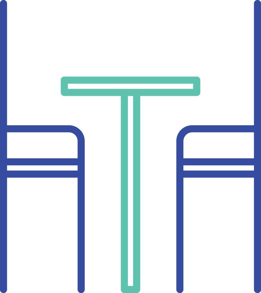 Chair and table outline dual color illustration icon design vector