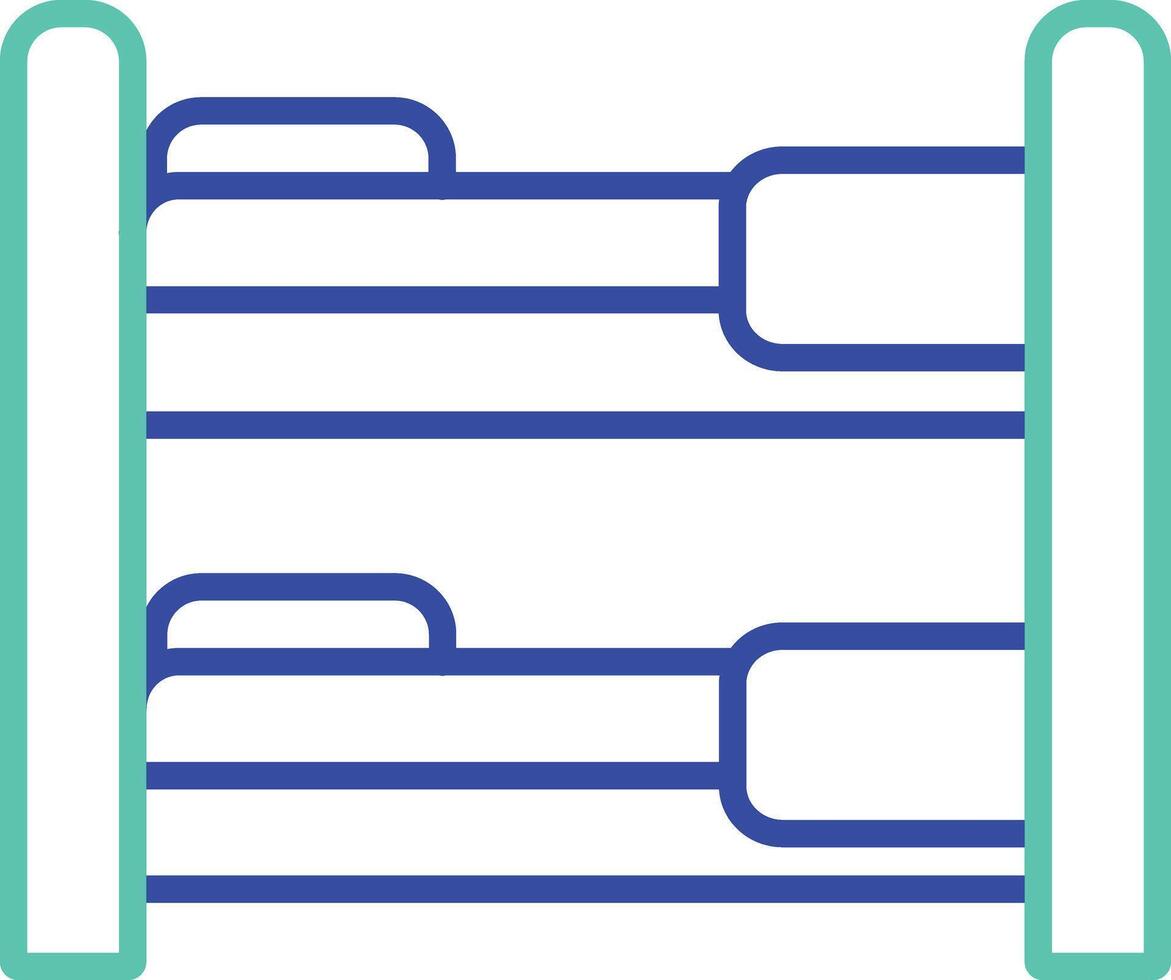 Bunk Bed outline dual color illustration icon design vector