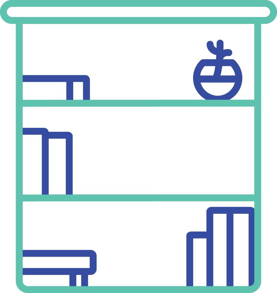 Book Rack outline dual color illustration icon design vector