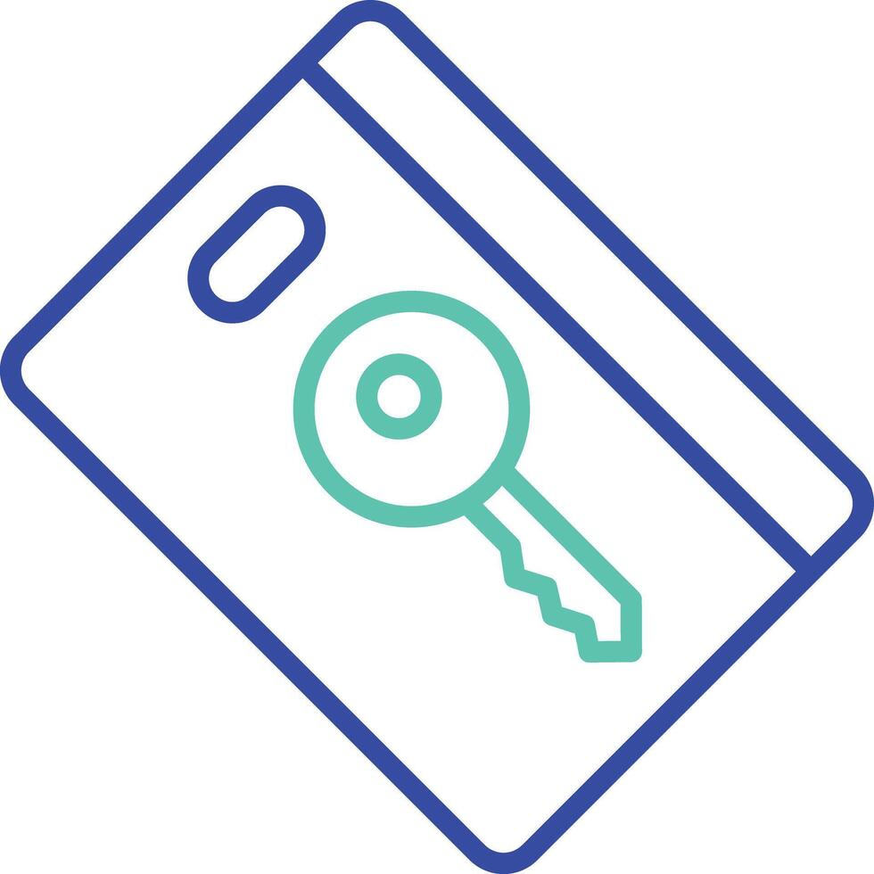 Room Key Card outline dual color illustration icon design vector