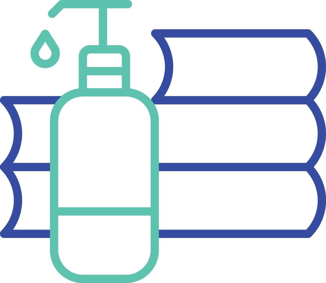 towels and soaps outline dual color illustration icon design vector