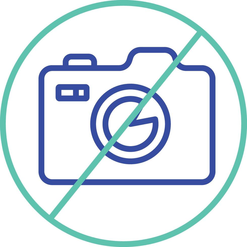 No Photography outline dual color illustration icon design vector