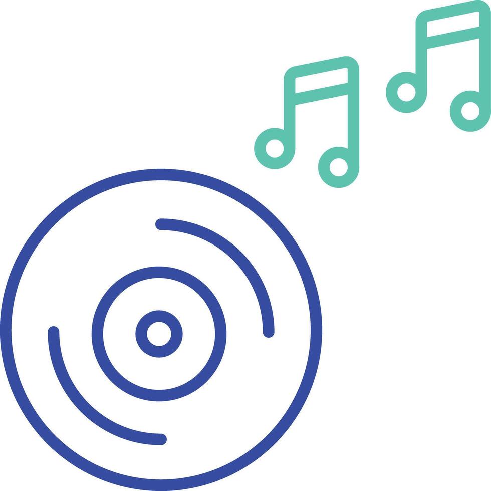 CD music outline dual color illustration icon design vector