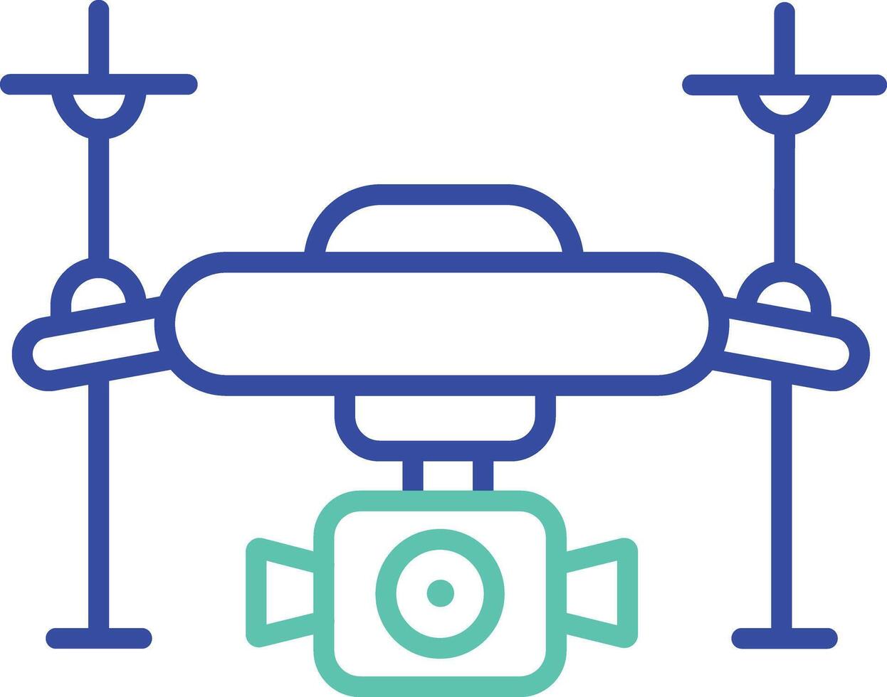 Drone camera outline dual color illustration icon design vector