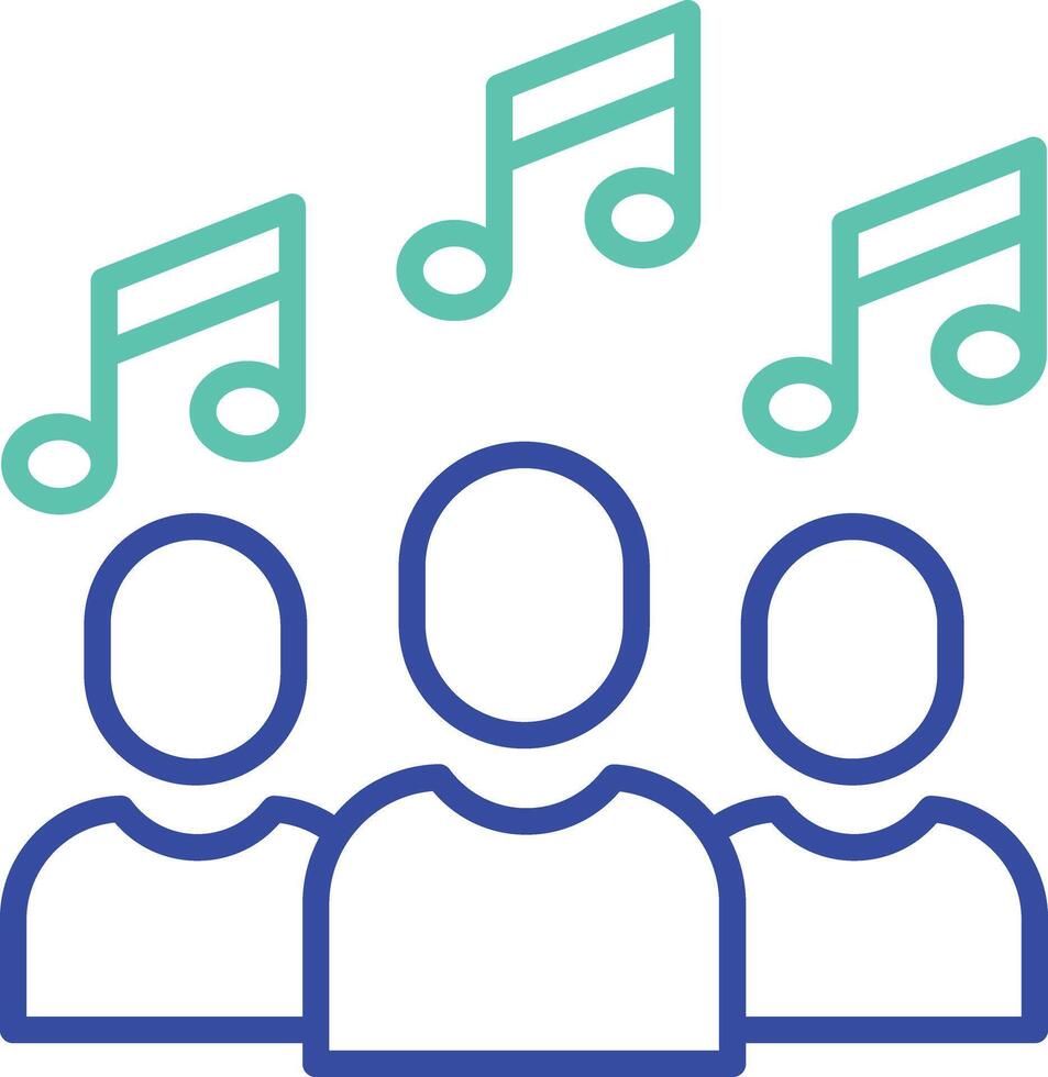 Music audience outline dual color illustration icon design vector