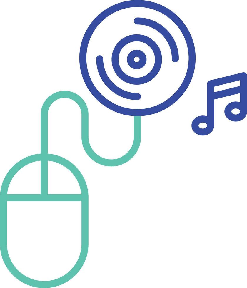 mouse click outline dual color illustration icon design vector
