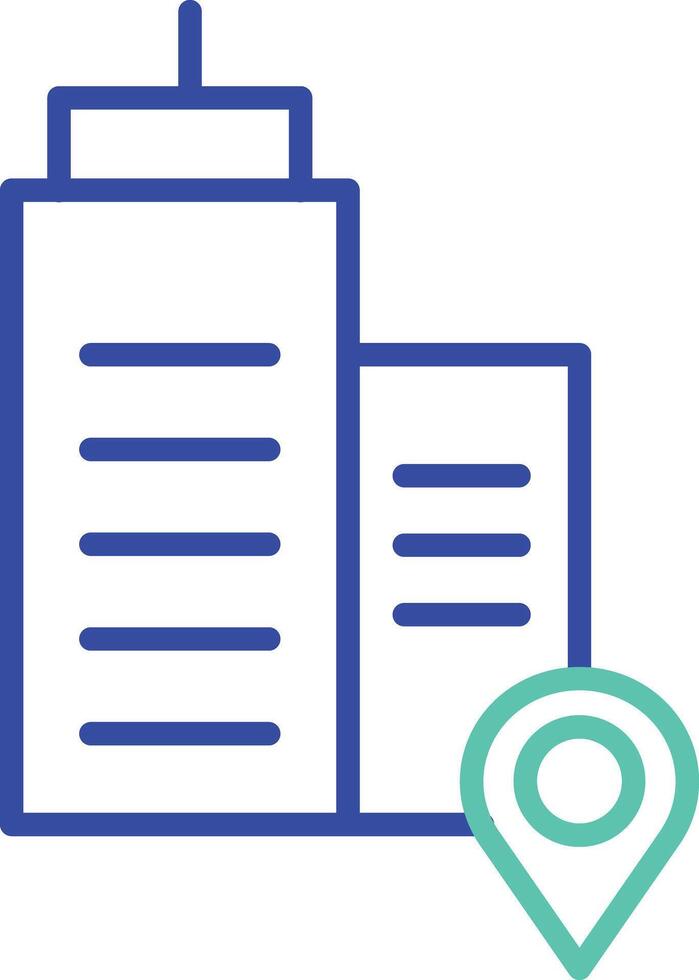 office location outline dual color illustration icon design vector