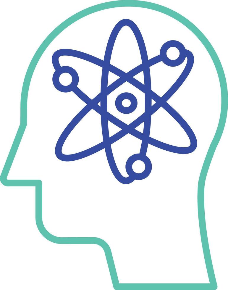 Science mind outline dual color illustration icon design vector