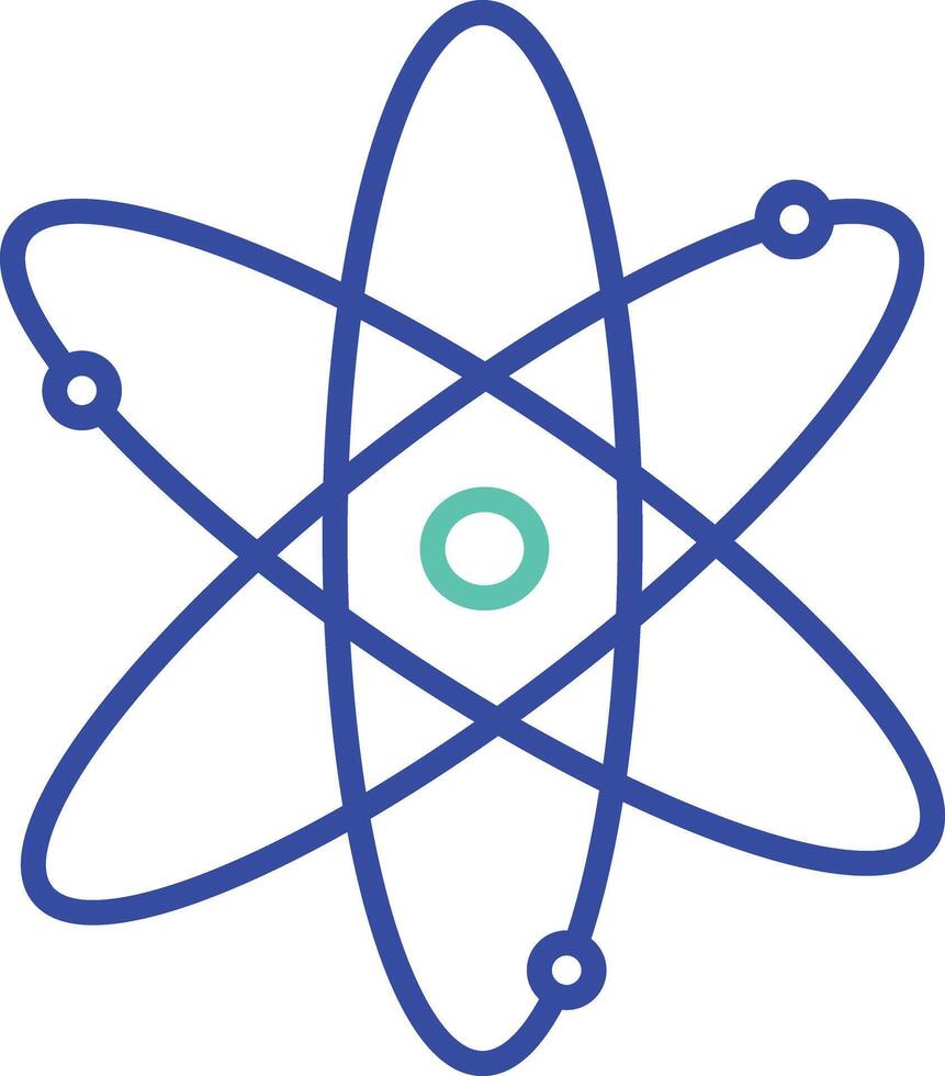 Atom outline dual color illustration icon design vector