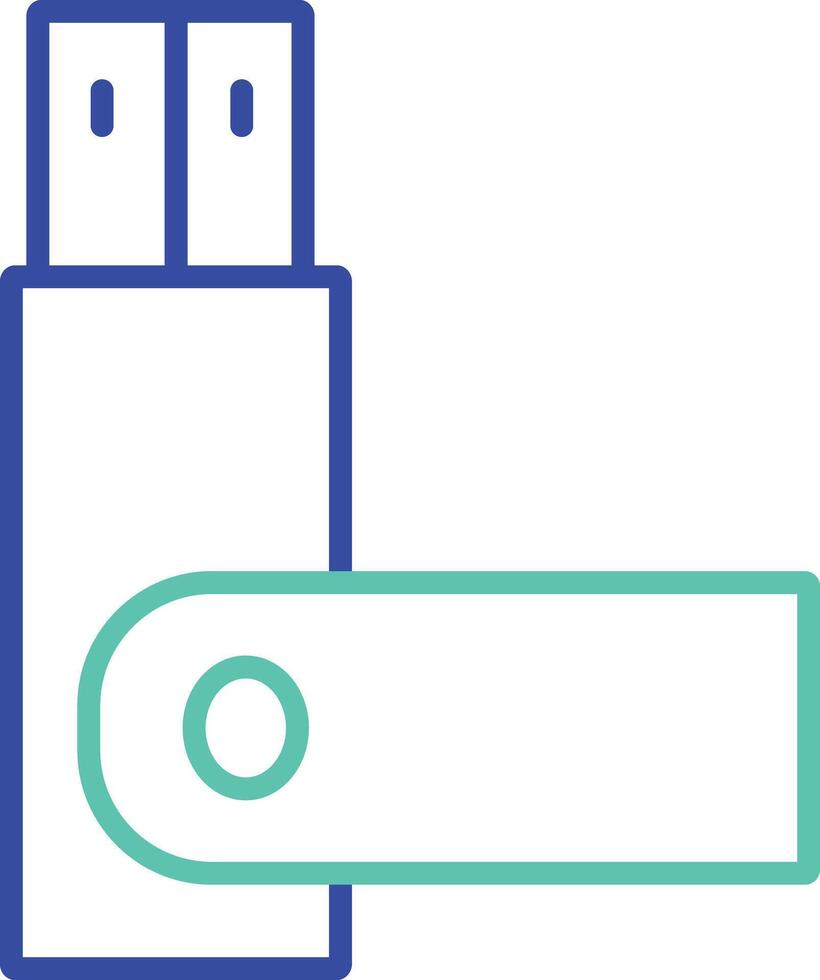 Pen Drive outline dual color illustration icon design vector