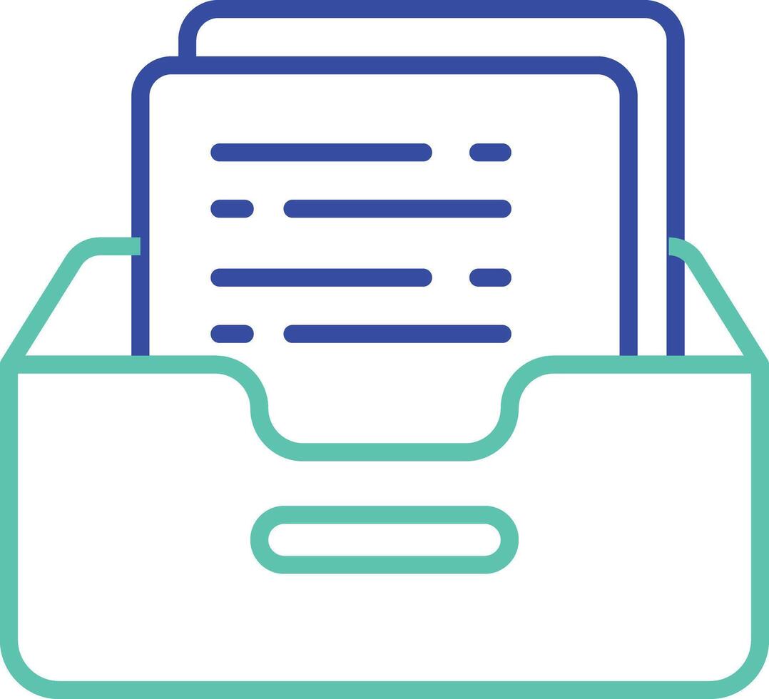 Inbox file outline dual color illustration icon design vector