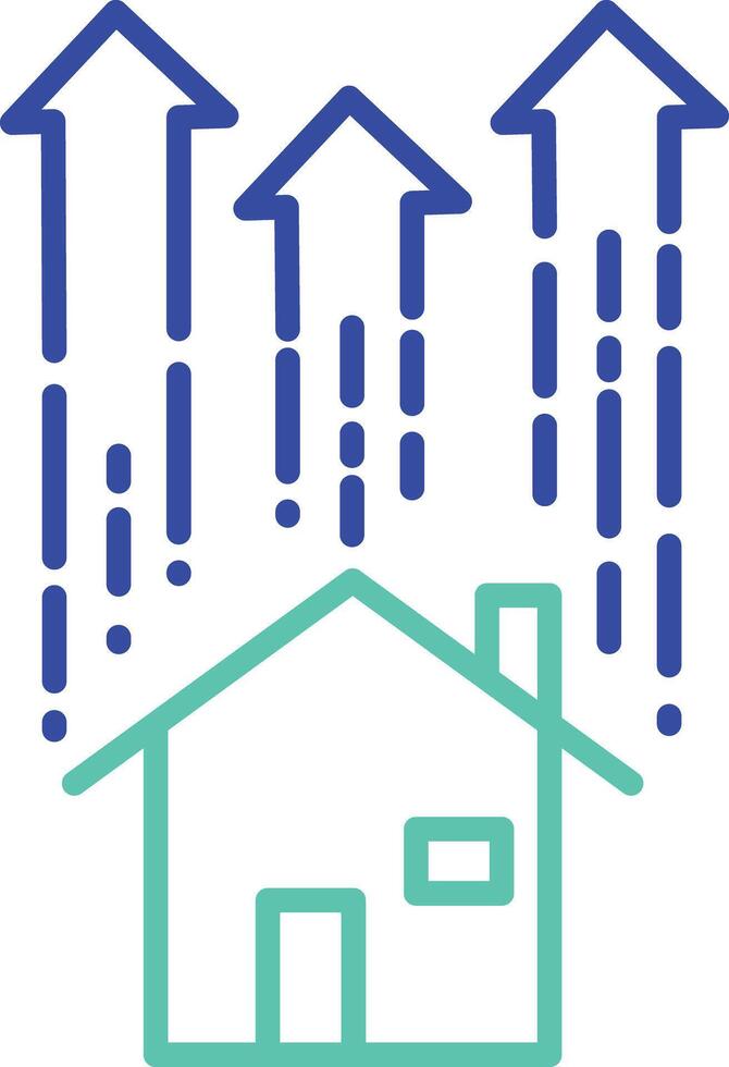 Home valuation up outline dual color illustration icon design vector